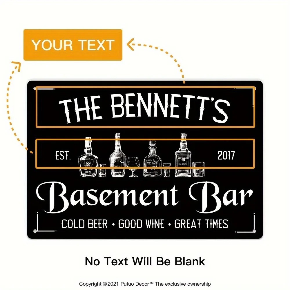 Wine In Beer Name - CIFbuy ป้ายโลหะตกแต่งผนังห้องใต้ดินแบบสั่งทำ 1 ชิ้น, ป้ายชื่อและปีที่กำหนดเองสำหรับตกแต่งห้องเล่นเกม ห้องเบียร์