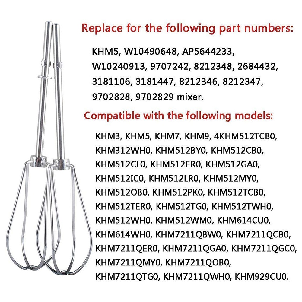 Kitchenaid Mixer Hand Mixer - [B25B!】 W10490648 & KHMPW หัวตีสำหรับเครื่องผสมอาหารแบบมือถือ Kitchenaid