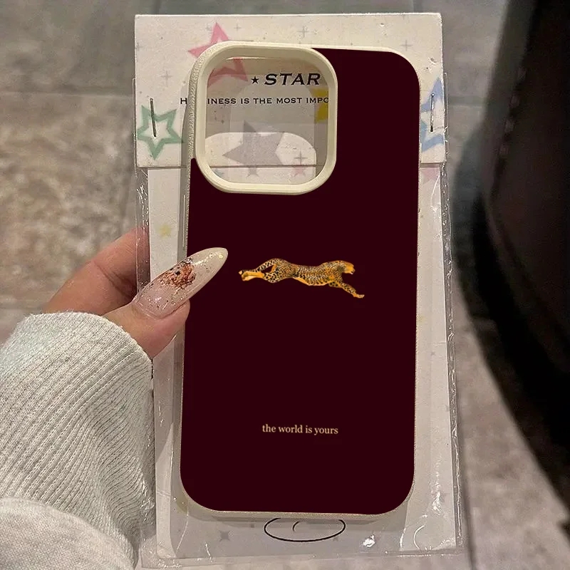 Wine & Beer Packages - เคสโทรศัพท์ลายเสือดาวสีแดงไวน์แบบนุ่มสำหรับ iPhone 18 17 16 11