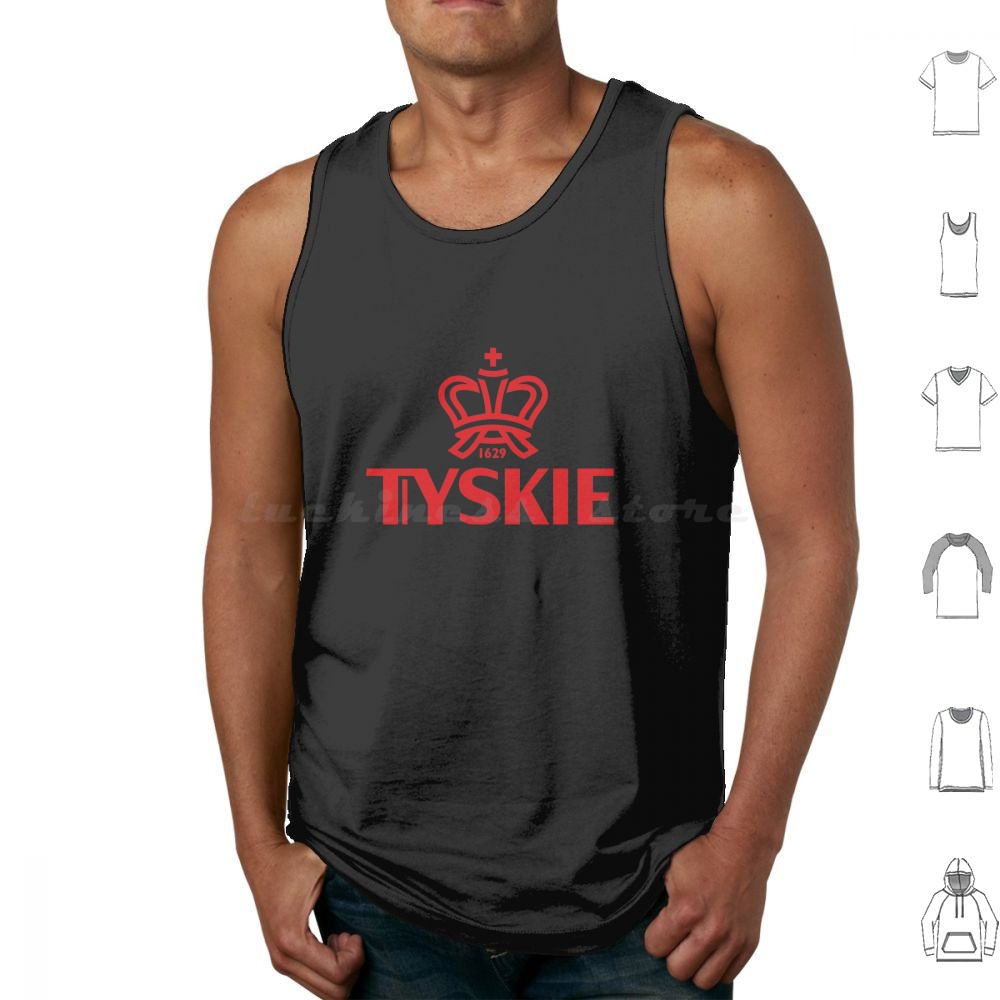 Wine Beer Rum - เสื้อกล้าม Tyskie พิมพ์ลาย ผ้าฝ้าย เหล้า เบียร์