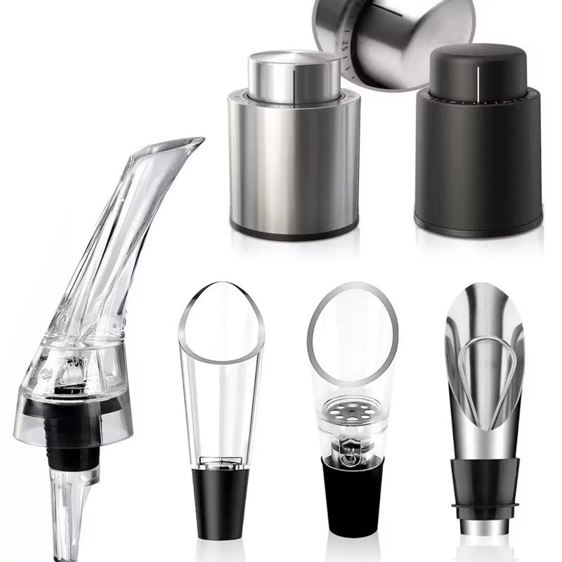 Wine Aerator Pour - อุปกรณ์เติมอากาศสำหรับไวน์, 2026 พรีเมียม ไวน์แอร์เรเตอร์พร้อมจุกปิดสุญญากาศและที่ตัดฟอยล์ ชุดอุปกรณ์เสริมสำหรับไวน์สำหรับคนรักไวน์