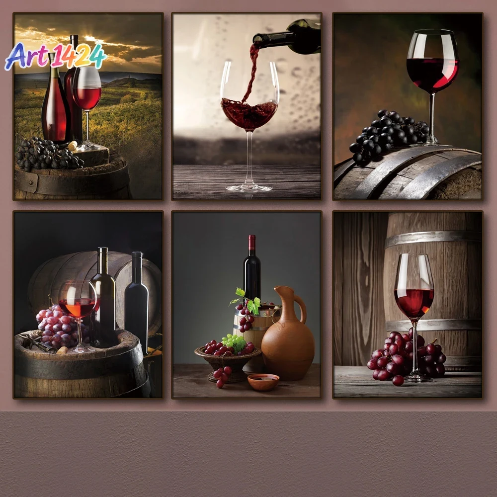 Wine Beer Usa - ภาพวาดแคนวาสไร้กรอบ 1 ชิ้น สำหรับตกแต่งผนังห้องครัว บาร์ ไวน์แดง