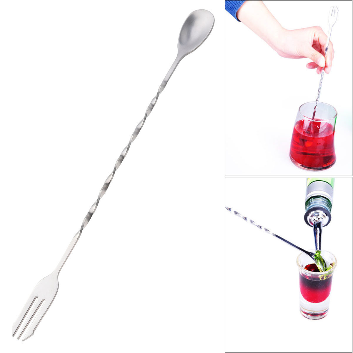 ช้อนบิดผสม 304 สแตนเลส ไม้คนค็ - Bar Spoon Twisted บทวิจารณ์และราคา