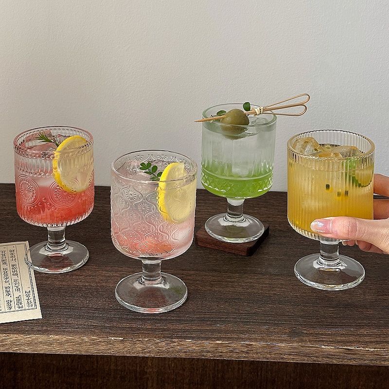 ชุดแก้วไวน์ลายนูนวินเทจ 4 ชิ้น - Wine Beer Mixed Drinks บทวิจารณ์และราคา
