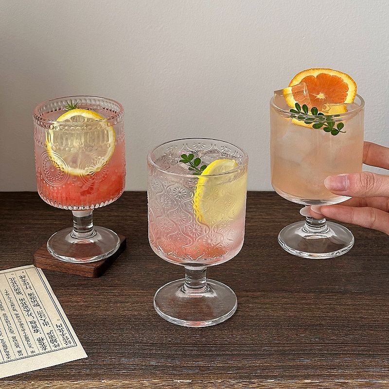 ชุดแก้วไวน์ลายนูนวินเทจ 4 ชิ้น - Wine Beer Mixed Drinks บทวิจารณ์และราคา